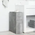 Armoire de salle de bain étroite avec roulettes gris béton