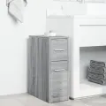 Armoire de salle de bain étroite avec roulettes sonoma gris