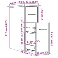 Armoire de salle de bain étroite avec roulettes sonoma gris