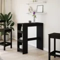 Table de bar avec étagères noir bois d'ingénierie