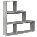 Étagère séparatrice de pièce 3 niveaux gris béton 123x29x123 cm