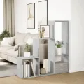 Étagère séparatrice de pièce 3 niveaux gris béton 123x29x123 cm