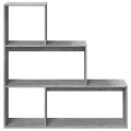 Étagère séparatrice de pièce 3 niveaux gris béton 123x29x123 cm