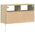 Meuble TV mural avec lumières LED chêne sonoma 80x31x45 cm
