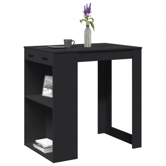 Table de bar noir 102x70x103,5 cm bois d'ingénierie