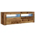 Tables de chevet 2 pcs avec LED vieux bois 60x35x40 cm