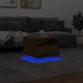 Table basse avec lumières LED chêne artisanal 50x49x40 cm