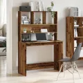 Bureau avec étagères vieux bois 102x45x148 cm bois d'ingénierie