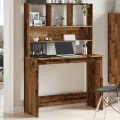 Bureau avec étagères vieux bois 102x45x148 cm bois d'ingénierie