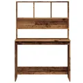 Bureau avec étagères vieux bois 102x45x148 cm bois d'ingénierie