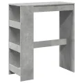 Table de bar avec étagères gris béton bois d'ingénierie