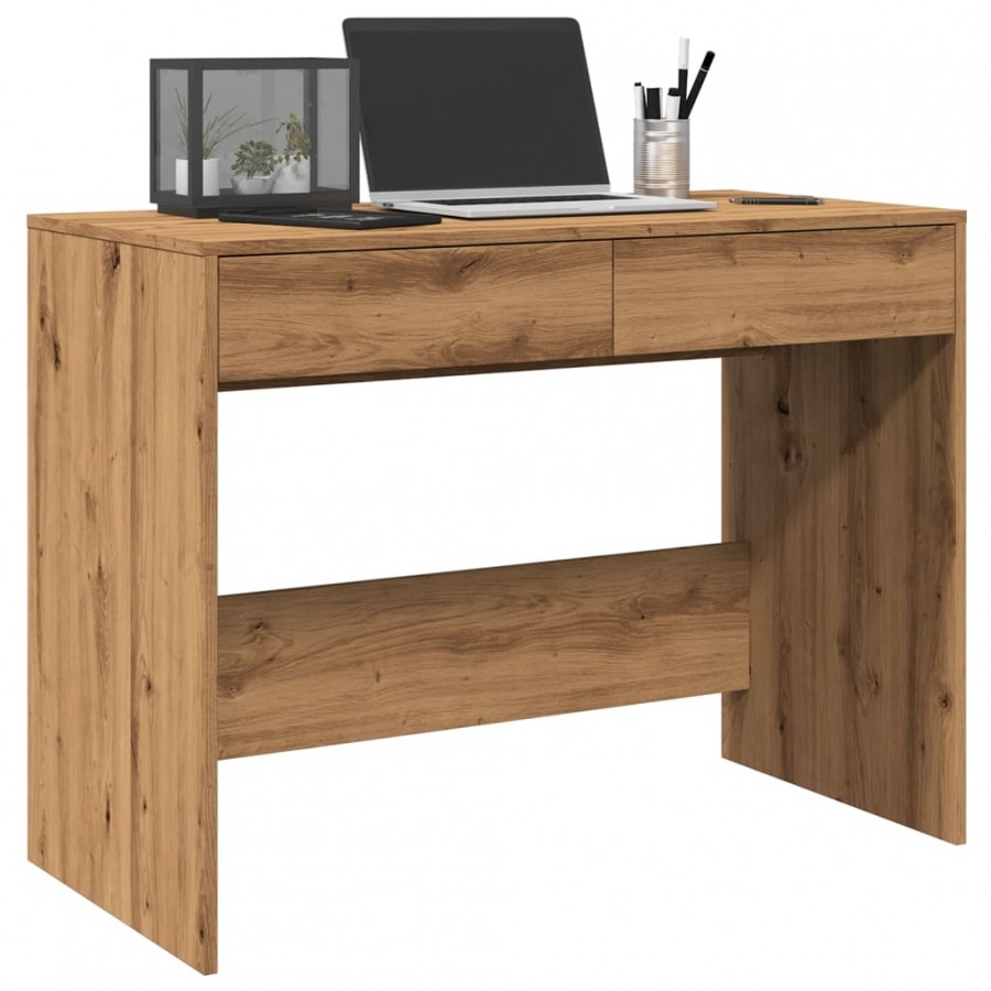 Bureau chêne artisanal 101x50x76,5 cm bois d'ingénierie