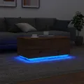 Table basse avec lumières LED chêne artisanal 90x50x40 cm