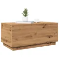 Table basse avec lumières LED chêne artisanal 90x50x40 cm