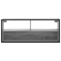 Meuble TV sonoma gris 100x31x39,5 cm bois d'ingénierie et métal