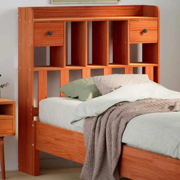 Tête de lit avec rangement cire marron 90 cm bois massif de pin