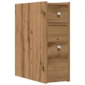 Armoire de salle de bain étroite avec roulettes chêne artisanal