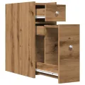 Armoire de salle de bain étroite avec roulettes chêne artisanal