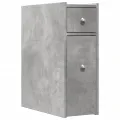 Armoire de salle de bain étroite avec roulettes gris béton