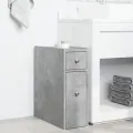 Armoire de salle de bain étroite avec roulettes gris béton