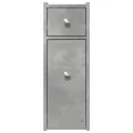 Armoire de salle de bain étroite avec roulettes gris béton