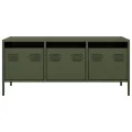 Meuble TV vert olive 101,5x39x43,5 cm acier laminé à froid