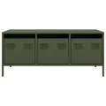 Table basse vert olive 101,5x50x43,5 cm acier laminé à froid