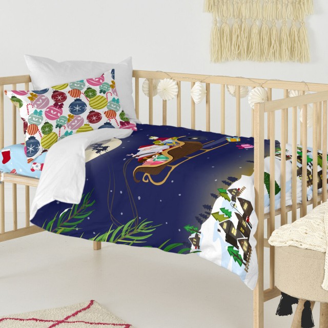 Parure de couette HappyFriday XMAS Multicouleur Lit de bébé 2 Pièce