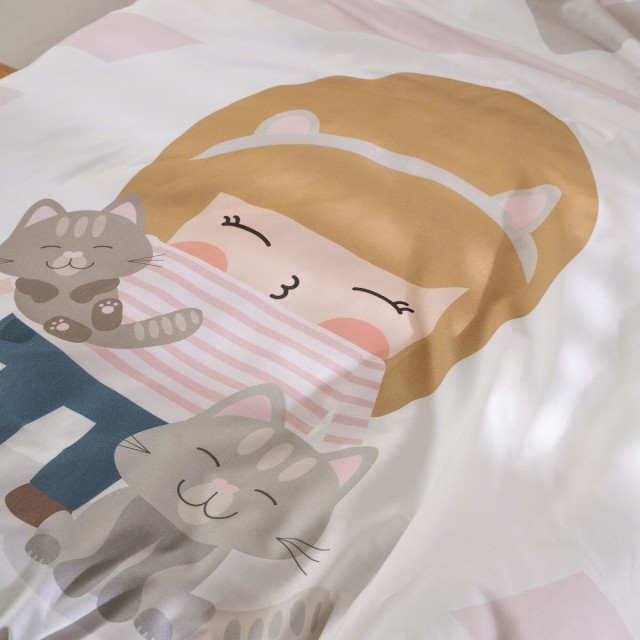 Juego de funda nórdica HappyFriday Happynois Kitty Multicolor Cama de