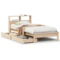 Lit bibliothèque sans matelas 90x200 cm bois de pin massif