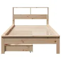 Lit bibliothèque sans matelas 90x200 cm bois de pin massif