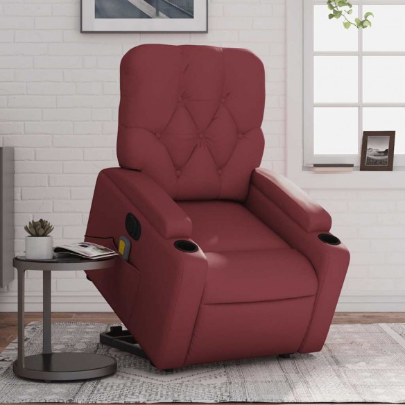 Fauteuil inclinable de massage électrique rouge bordeaux