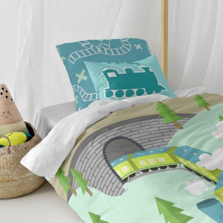 Cushion cover HappyFriday Train Multicolour 50 x 30 cm 2