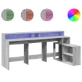 Bureau et lumières LED sonoma gris 200x104x91cm bois ingénierie