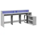 Bureau et lumières LED sonoma gris 200x104x91cm bois ingénierie