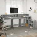 Bureau et lumières LED sonoma gris 200x104x91cm bois ingénierie