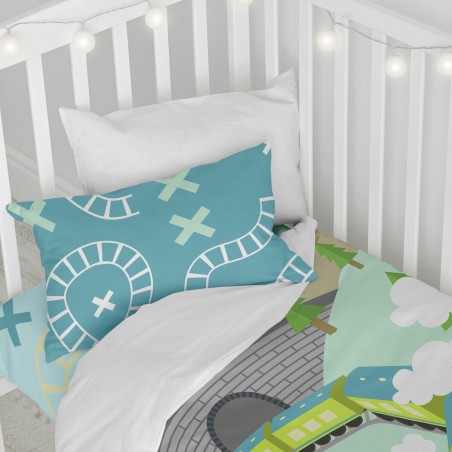 Parure de couette HappyFriday Happynois Train Multicouleur Lit de béb