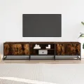 Meuble TV chêne fumé 180x35x41 cm bois d'ingénierie