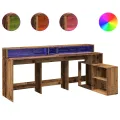 Bureau avec lumières LED vieux bois bois d'ingénierie