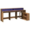 Bureau avec lumières LED vieux bois bois d'ingénierie