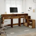 Bureau avec lumières LED vieux bois bois d'ingénierie