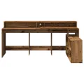 Bureau avec lumières LED vieux bois bois d'ingénierie