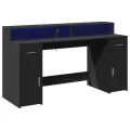 Bureau avec lumières LED noir 160x55x91 cm bois d'ingénierie