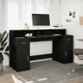 Bureau avec lumières LED noir 160x55x91 cm bois d'ingénierie
