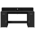 Bureau avec lumières LED noir 160x55x91 cm bois d'ingénierie