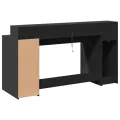Bureau avec lumières LED noir 160x55x91 cm bois d'ingénierie