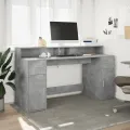 Bureau et lumières LED gris béton 160x55x91cm bois d'ingénierie