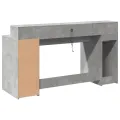 Bureau et lumières LED gris béton 160x55x91cm bois d'ingénierie