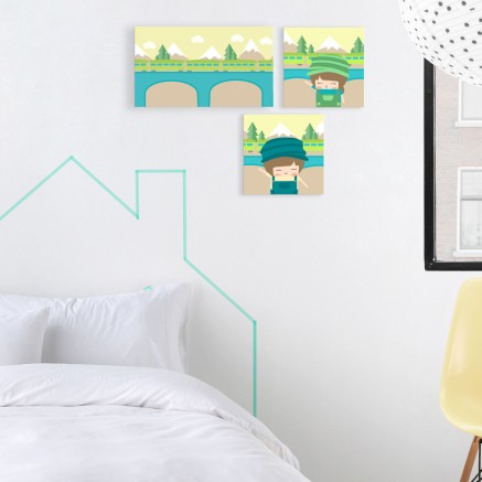 Leinwand HappyFriday Happynois Train Bunt 27 x 27 cm 2