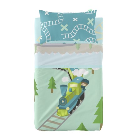 Set beddengoed HappyFriday Happynois Train Multicolour Wieg voor baby'